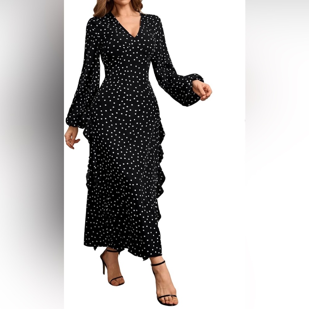 Elegant Black and White Polka Dot Dress
